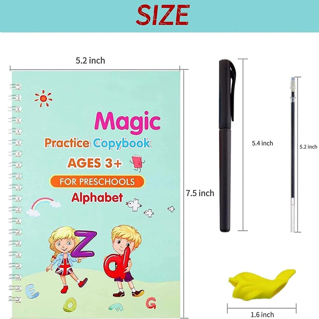 Sank Magic Practice Copybook Set (4 Books + Pen + Grip + 10 Refills)