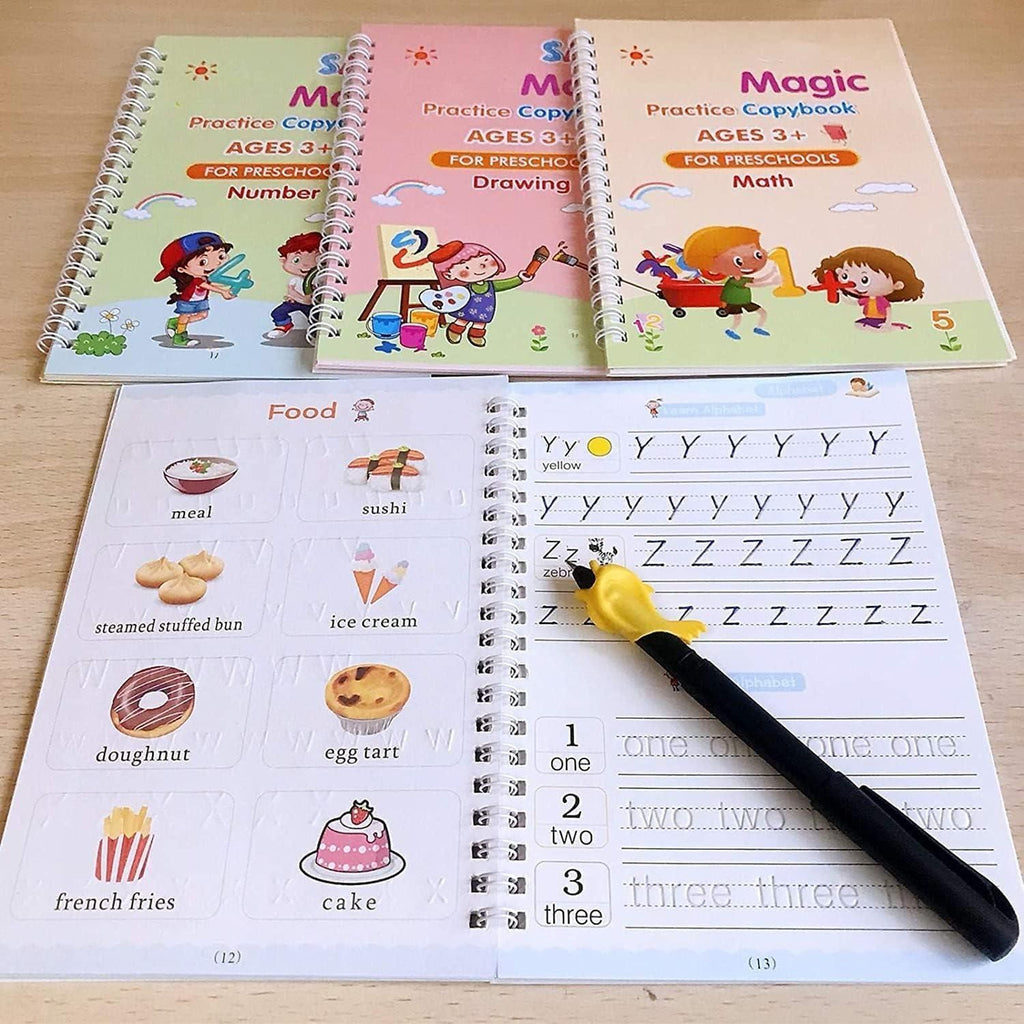 Sank Magic Practice Copybook Set (4 Books + Pen + Grip + 10 Refills)