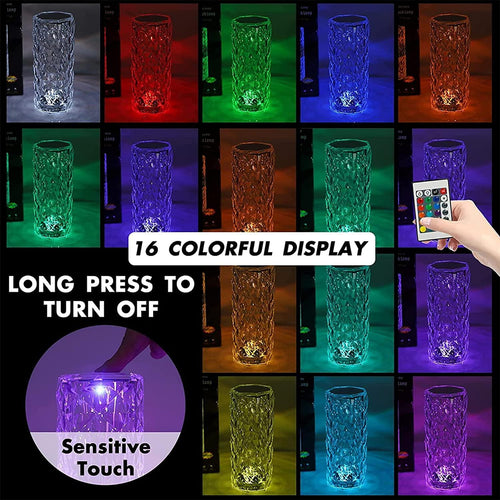 Crystal RGB Diamond Lamp – Touch & Remote Control